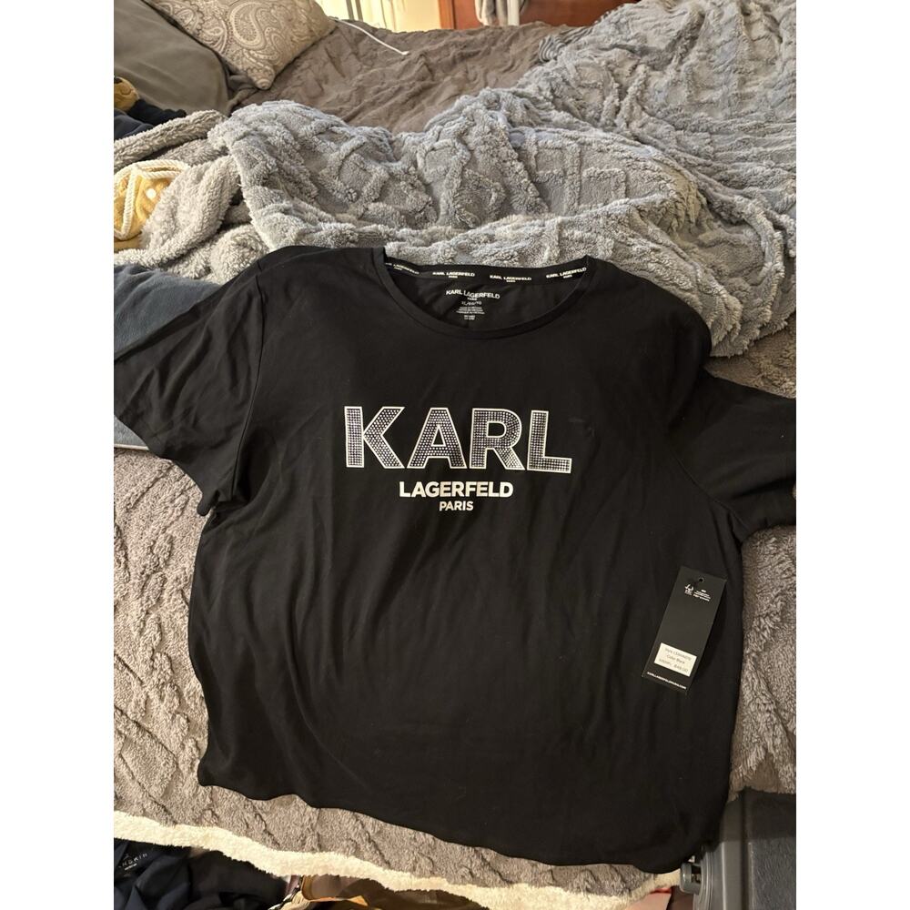 Karl Lagerfeld Paris Graphic Logo T-Shirt | Black & White | MSRP $59 size XL